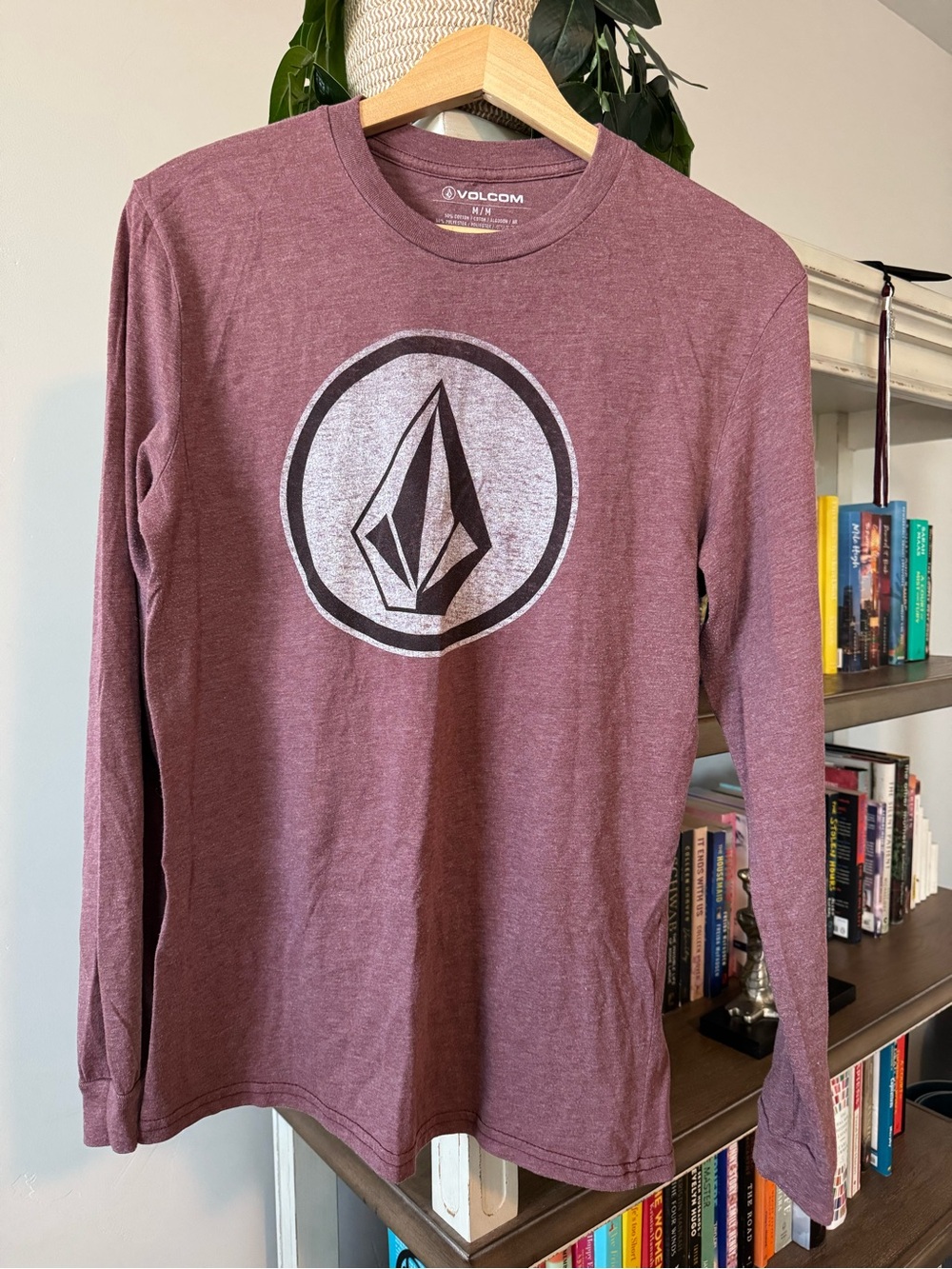 Volcom Long Sleeve Logo Tee in Plum